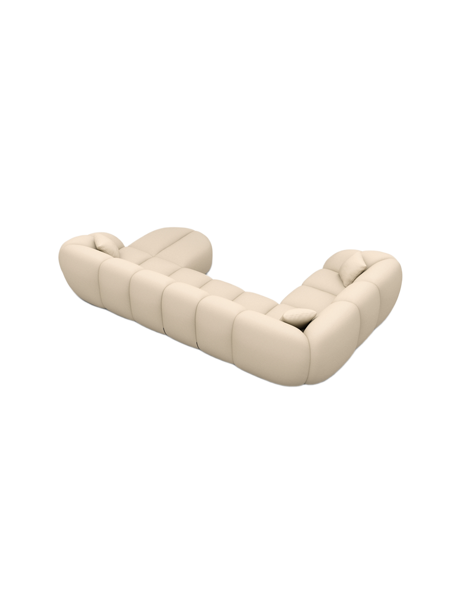 
6-Sitzer Design Echtleder Panorama-Sofa „Azura XL“ - Echtleder Beige / Lange Seite links