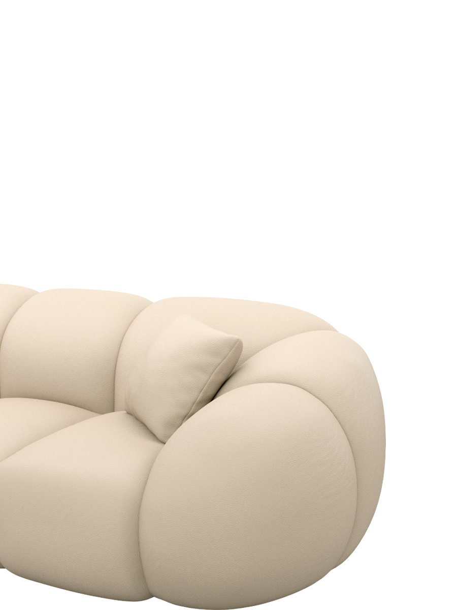 
6-Sitzer Design Echtleder Panorama-Sofa „Azura XL“ - Echtleder Beige / Lange Seite links