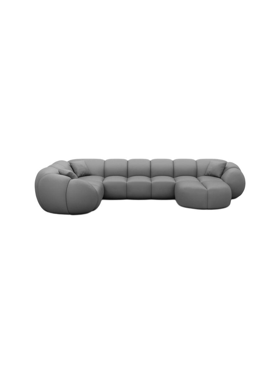 
6-Sitzer Design Echtleder Panorama-Sofa „Azura XL“ - Echtleder Beige / Lange Seite links