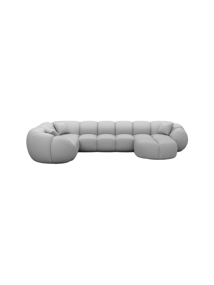 
6-Sitzer Design Echtleder Panorama-Sofa „Azura XL“ - Echtleder Beige / Lange Seite links