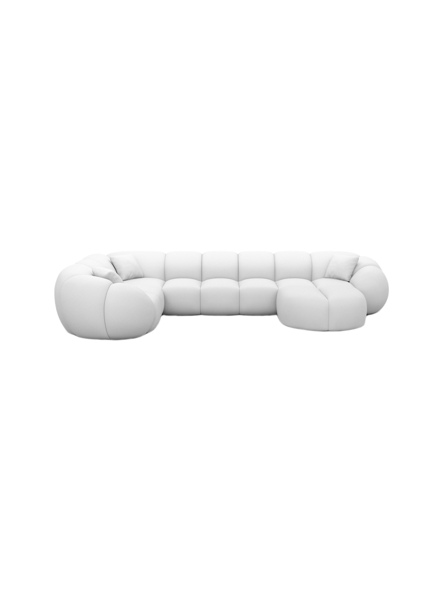 
6-Sitzer Design Echtleder Panorama-Sofa „Azura XL“ - Echtleder Beige / Lange Seite links