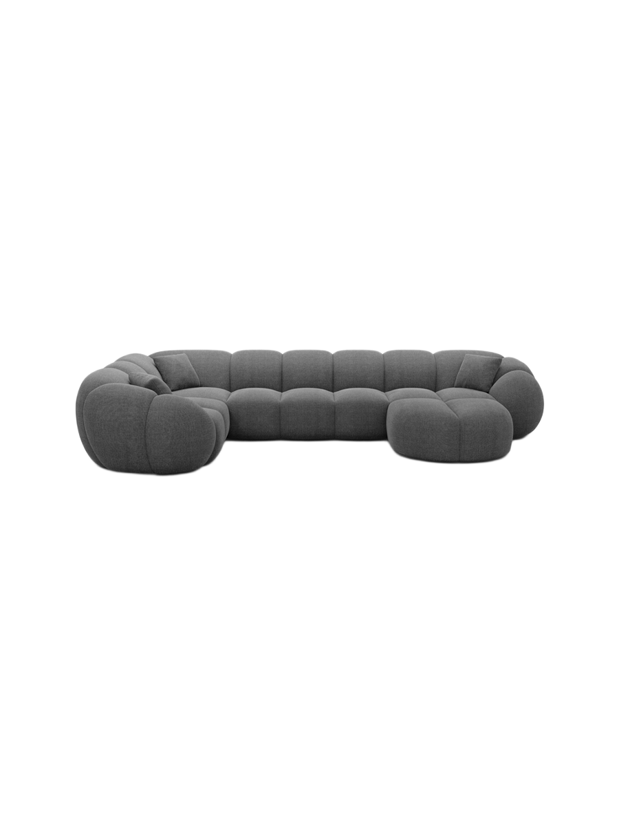 
6-Sitzer Design Panorama-Sofa „Azura XL“ mit Strukturstoff-Bezug - Strukturstoff Anthrazit / Lange Seite links
