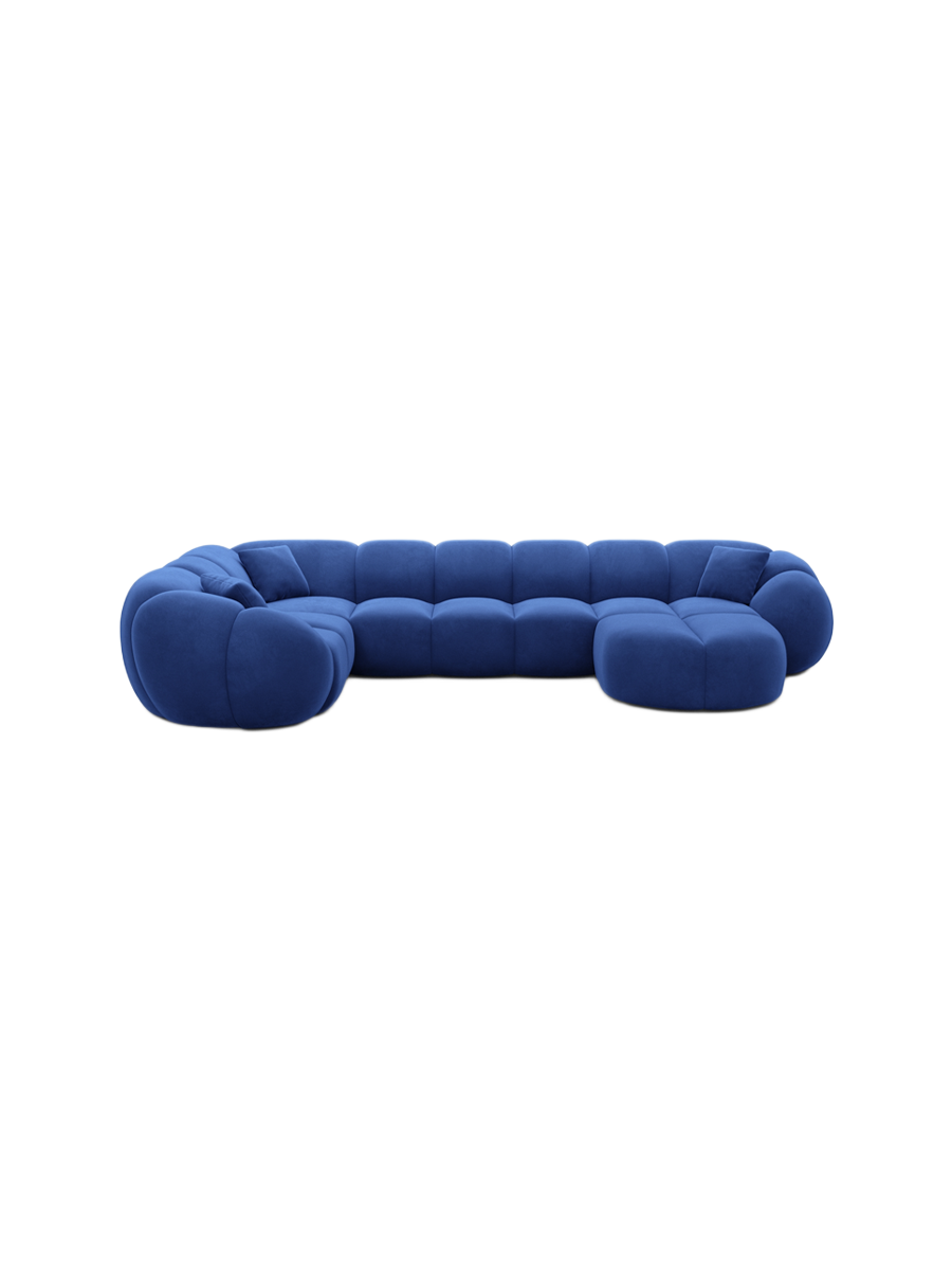 
6-Sitzer Design Panorama-Sofa „Azura XL“ mit Samtbezug - Samtbezug Königsblau / Lange Seite links