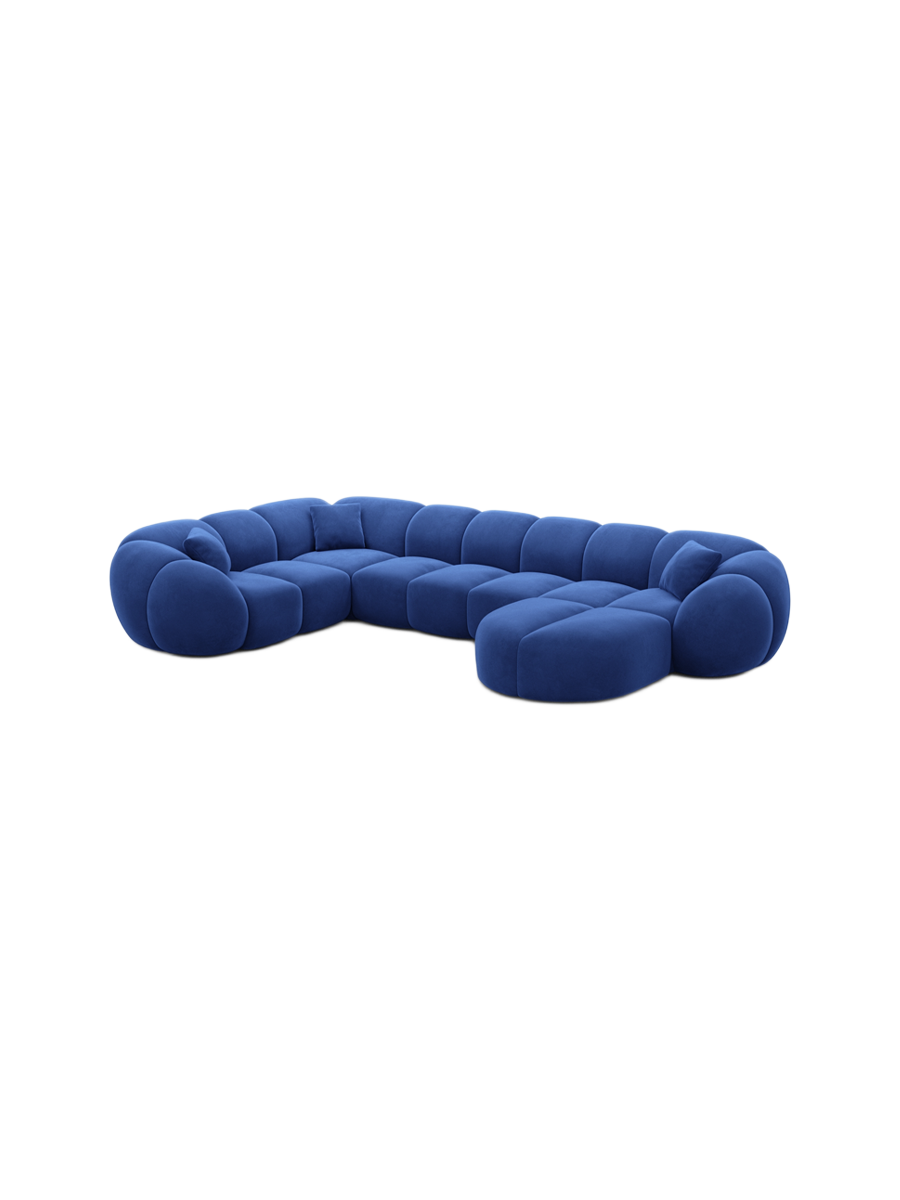 
6-Sitzer Design Panorama-Sofa „Azura XL“ mit Samtbezug - Samtbezug Königsblau / Lange Seite links