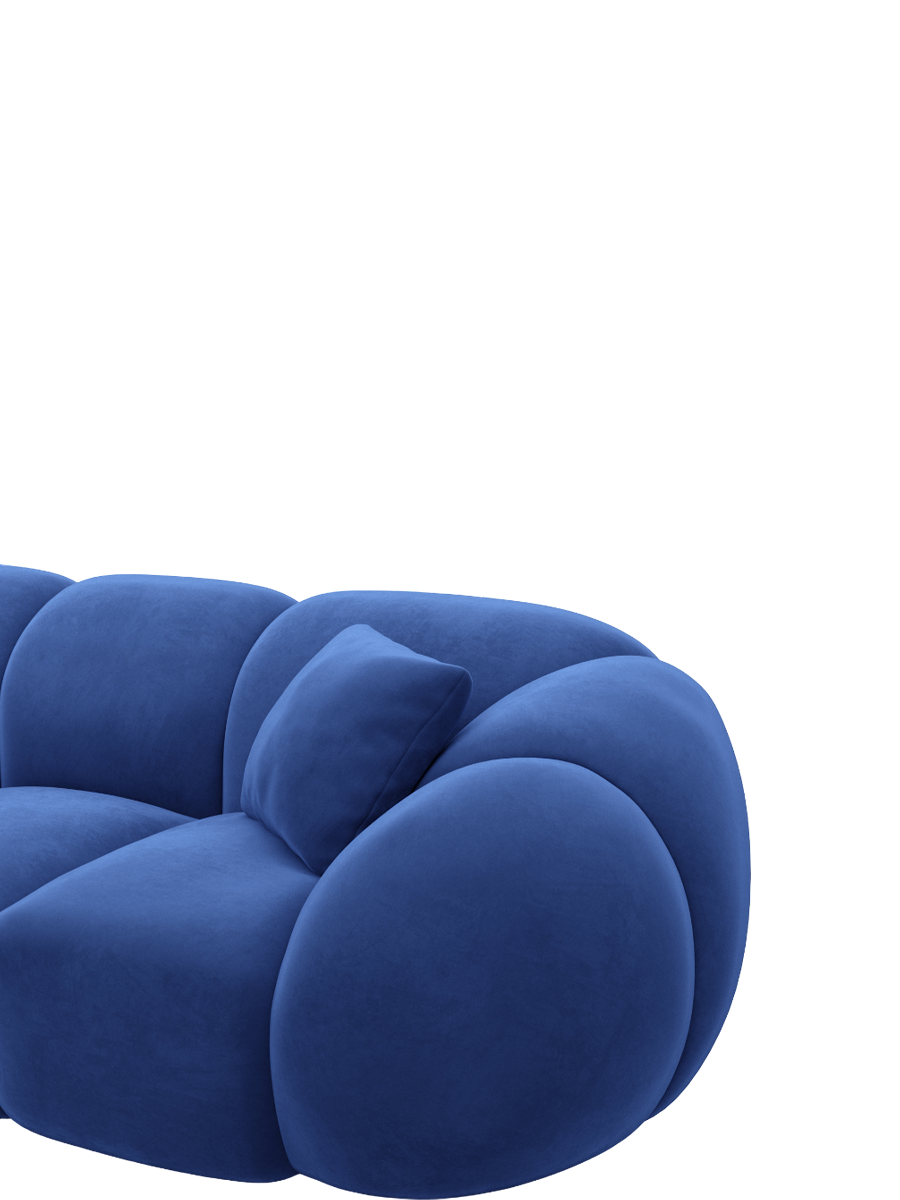 
6-Sitzer Design Panorama-Sofa „Azura XL“ mit Samtbezug - Samtbezug Königsblau / Lange Seite links