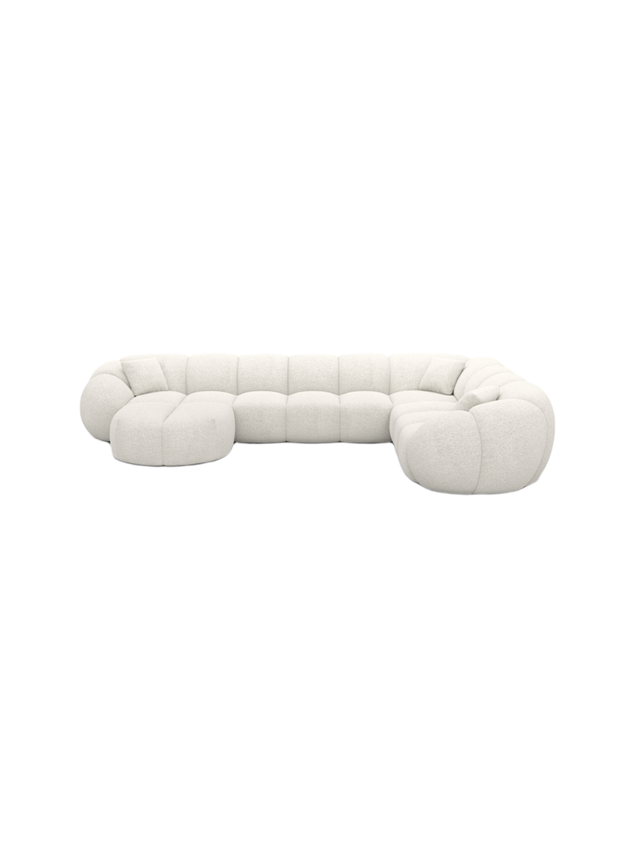 
7-Sitzer Design Panorama-Sofa „Azura XXL“ mit Bouclé-Bezug - Bouclé Graphit / Lange Seite links