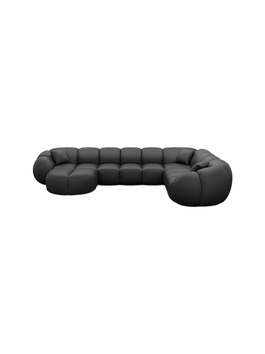
7-Sitzer Design Echtleder Panorama-Sofa „Azura XXL“ - Echtleder Beige / Lange Seite links