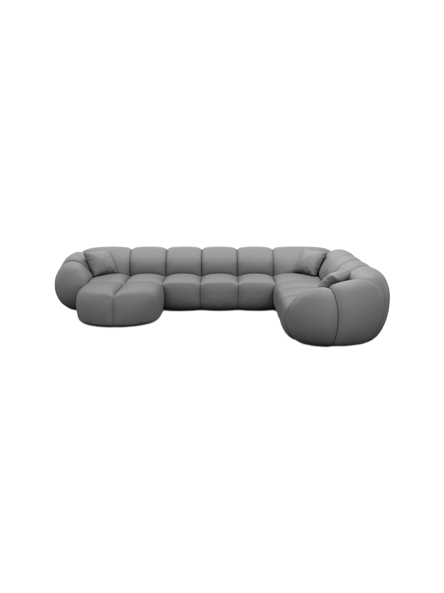 
7-Sitzer Design Echtleder Panorama-Sofa „Azura XXL“ - Echtleder Beige / Lange Seite links