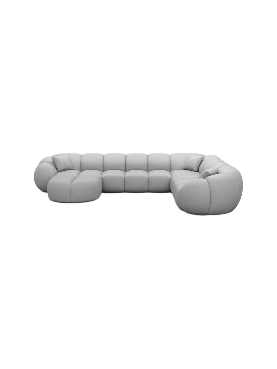 
7-Sitzer Design Echtleder Panorama-Sofa „Azura XXL“ - Echtleder Beige / Lange Seite links