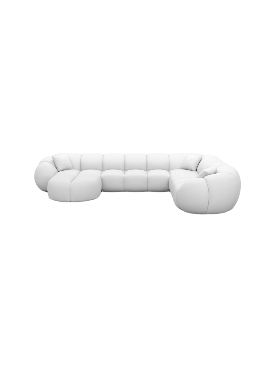 
7-Sitzer Design Echtleder Panorama-Sofa „Azura XXL“ - Echtleder Beige / Lange Seite links