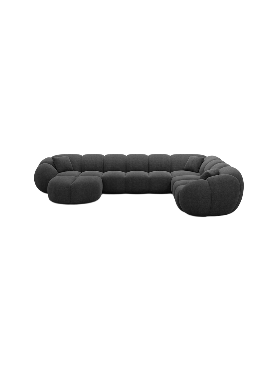 
7-Sitzer Design Panorama-Sofa „Azura XXL“ mit Strukturstoff-Bezug - Strukturstoff Anthrazit / Lange Seite links