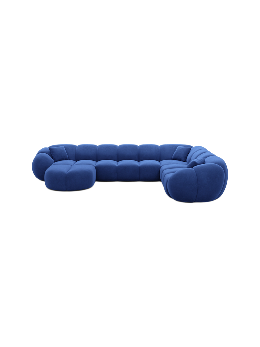 
7-Sitzer Design Panorama-Sofa „Azura XXL“ mit Samtbezug - Samtbezug Königsblau / Lange Seite links