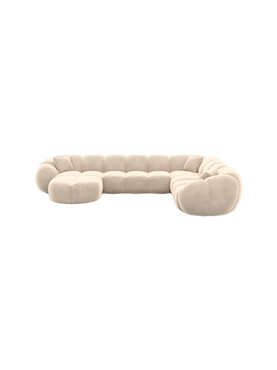 
7-Sitzer Design Panorama-Sofa „Azura XXL“ mit Samtbezug - Samtbezug Königsblau / Lange Seite links