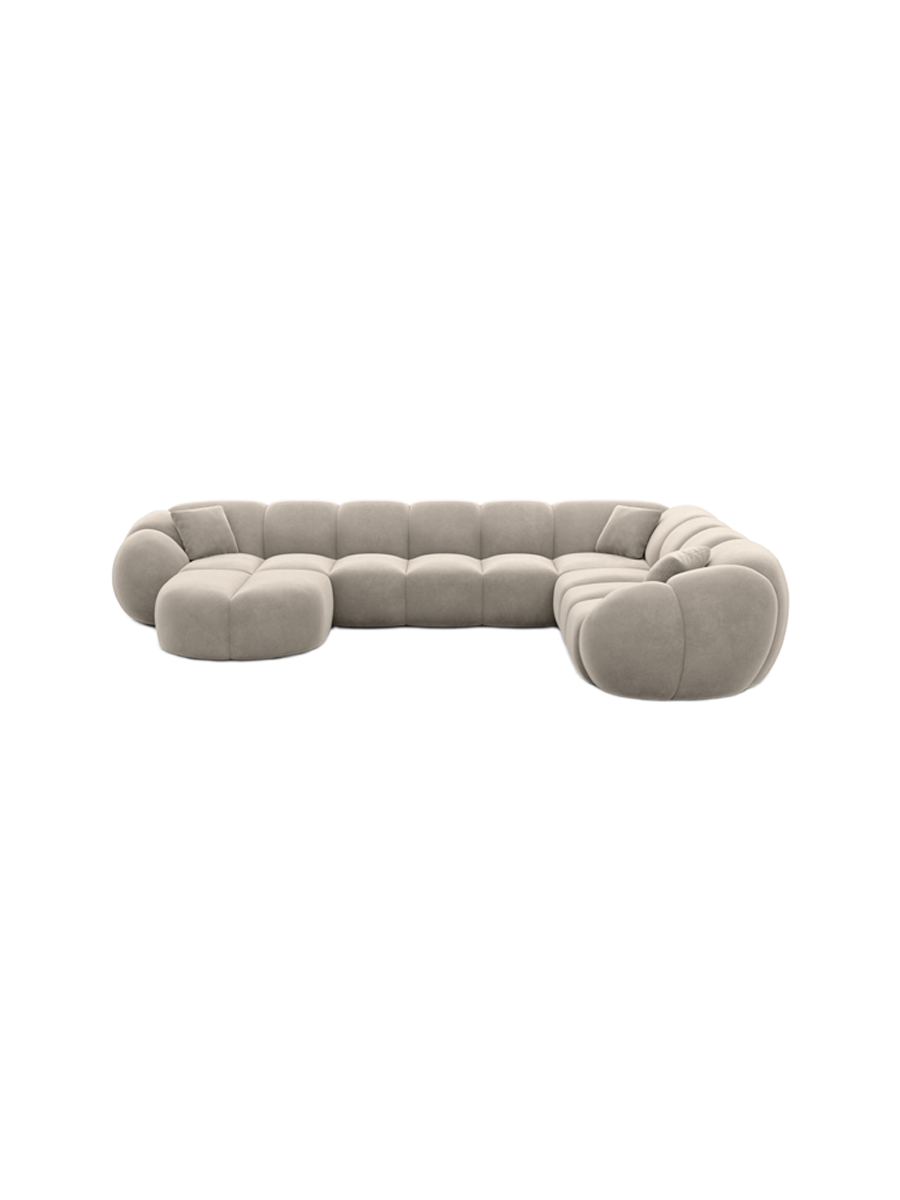 
7-Sitzer Design Panorama-Sofa „Azura XXL“ mit Samtbezug - Samtbezug Königsblau / Lange Seite links