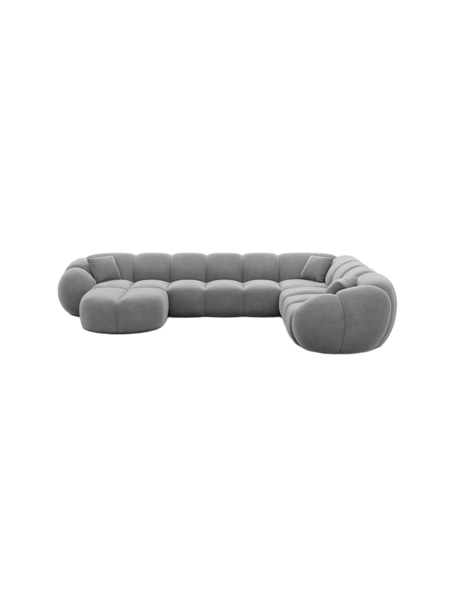 
7-Sitzer Design Panorama-Sofa „Azura XXL“ mit Samtbezug - Samtbezug Königsblau / Lange Seite links