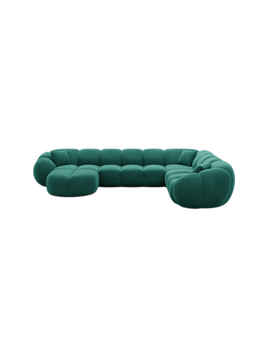 
7-Sitzer Design Panorama-Sofa „Azura XXL“ mit Samtbezug - Samtbezug Königsblau / Lange Seite links