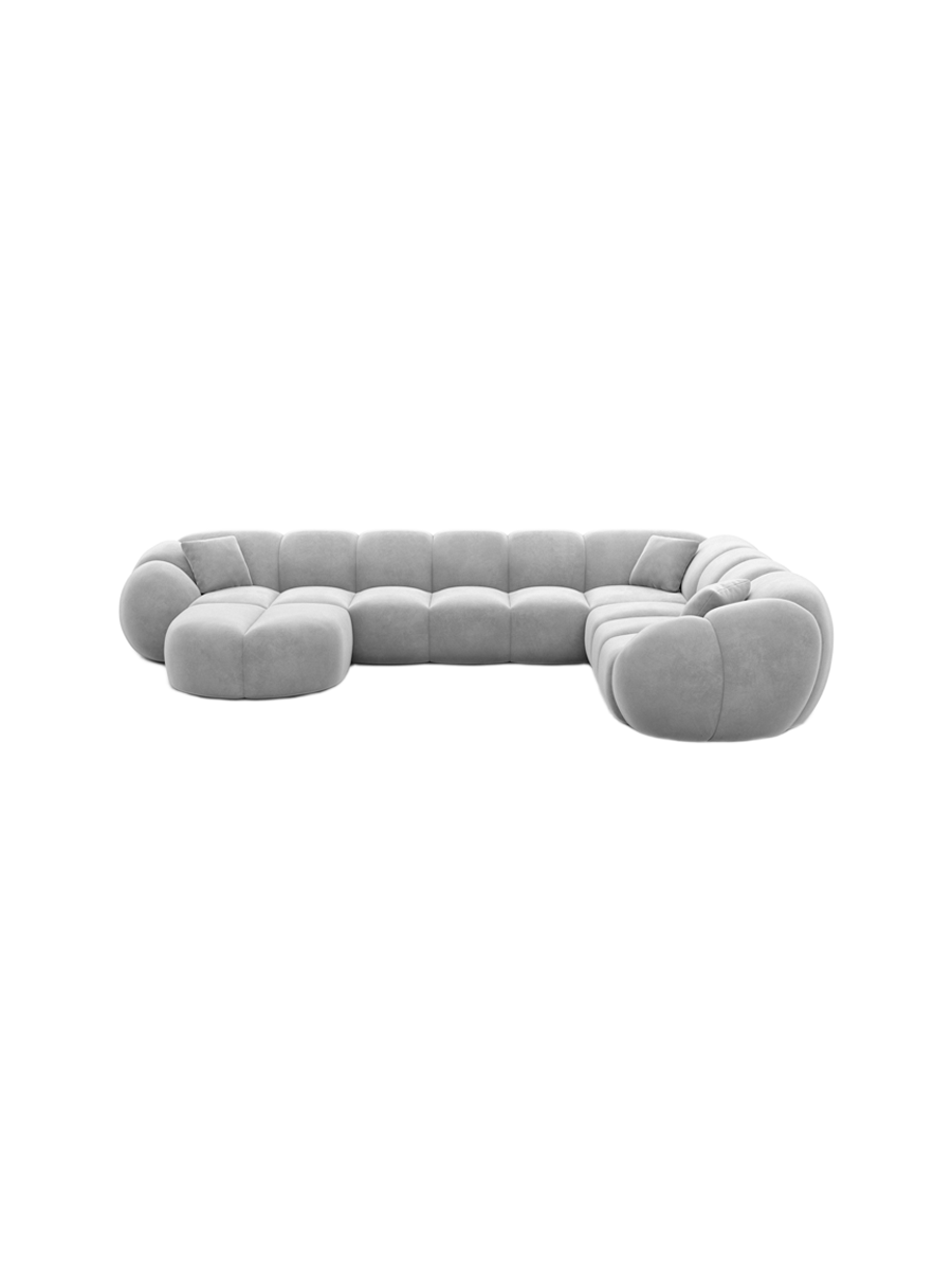
7-Sitzer Design Panorama-Sofa „Azura XXL“ mit Samtbezug - Samtbezug Königsblau / Lange Seite links