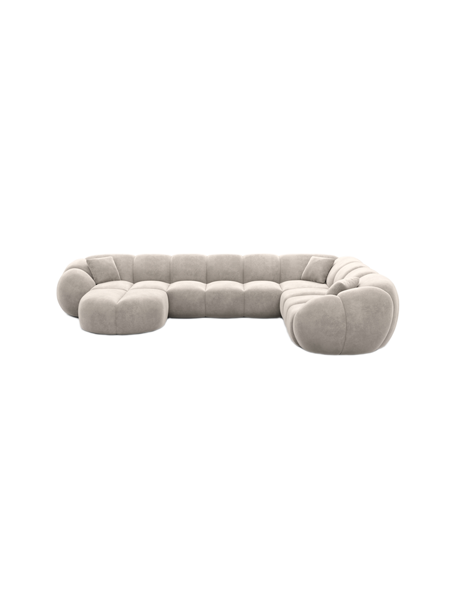 
7-Sitzer Design Panorama-Sofa „Azura XXL“ mit Samtbezug - Samtbezug Königsblau / Lange Seite links