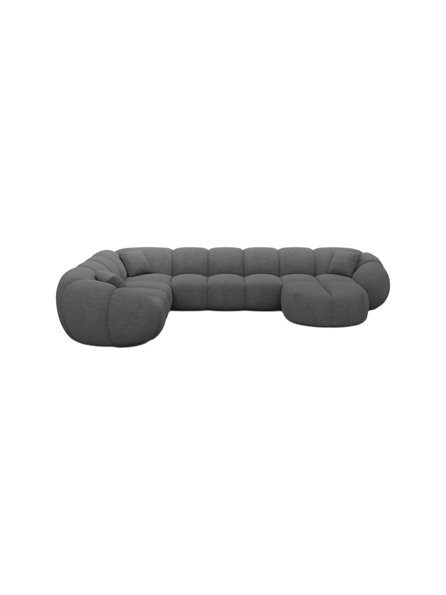 
7-Sitzer Design Panorama-Sofa „Azura XXL“ mit Bouclé-Bezug - Bouclé Graphit / Lange Seite links