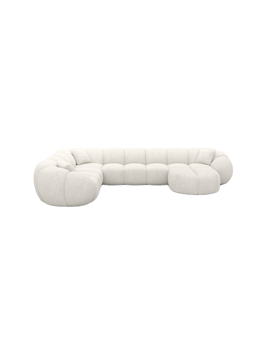 
7-Sitzer Design Panorama-Sofa „Azura XXL“ mit Bouclé-Bezug - Bouclé Graphit / Lange Seite links