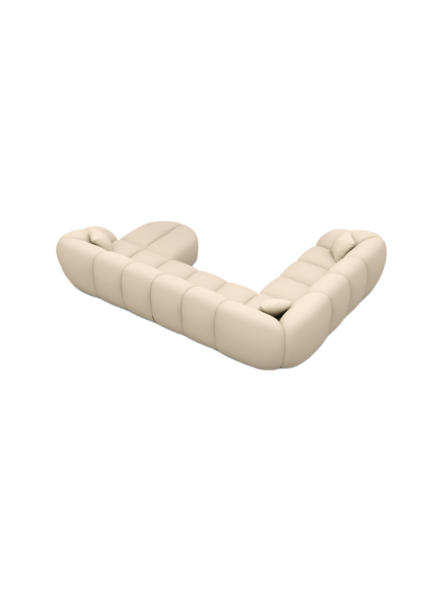 
7-Sitzer Design Echtleder Panorama-Sofa „Azura XXL“ - Echtleder Beige / Lange Seite links