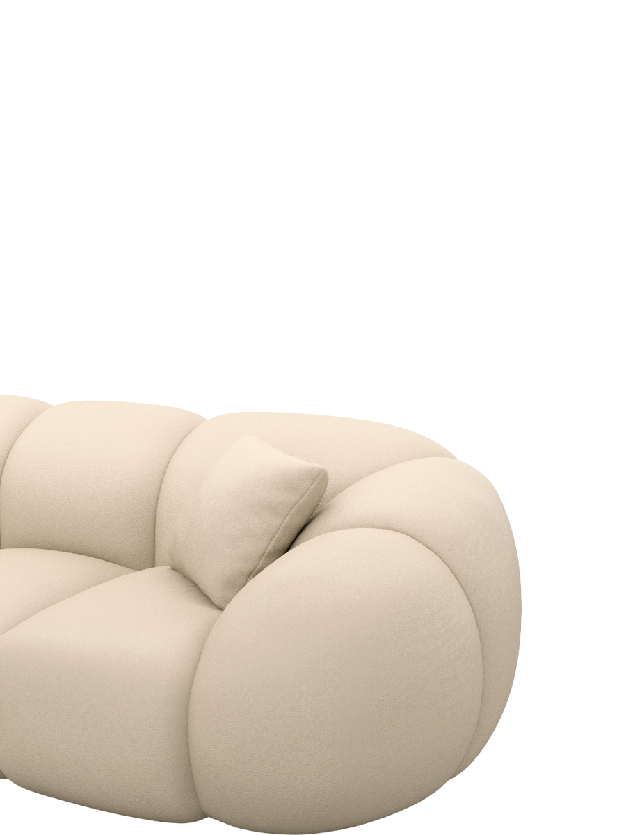
7-Sitzer Design Echtleder Panorama-Sofa „Azura XXL“ - Echtleder Beige / Lange Seite links