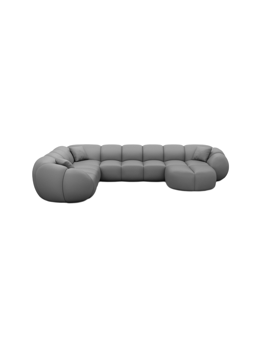 
7-Sitzer Design Echtleder Panorama-Sofa „Azura XXL“ - Echtleder Beige / Lange Seite links