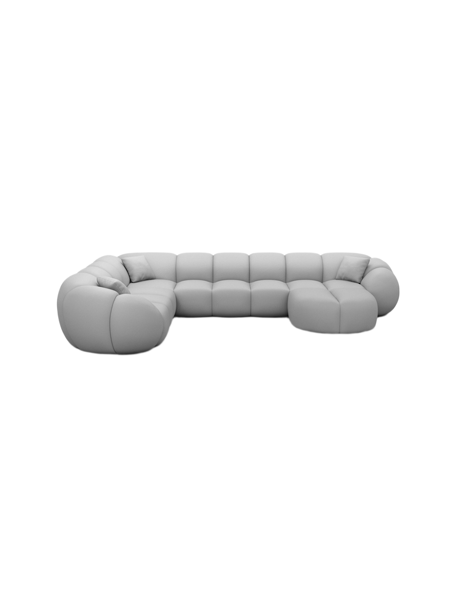 
7-Sitzer Design Echtleder Panorama-Sofa „Azura XXL“ - Echtleder Beige / Lange Seite links