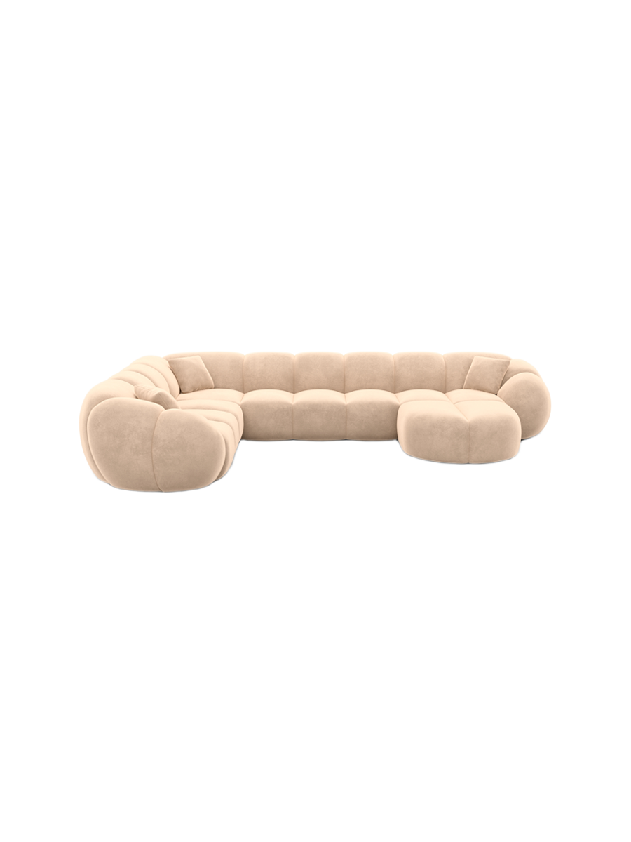 
7-Sitzer Design Panorama-Sofa „Azura XXL“ mit Samtbezug - Samtbezug Königsblau / Lange Seite links