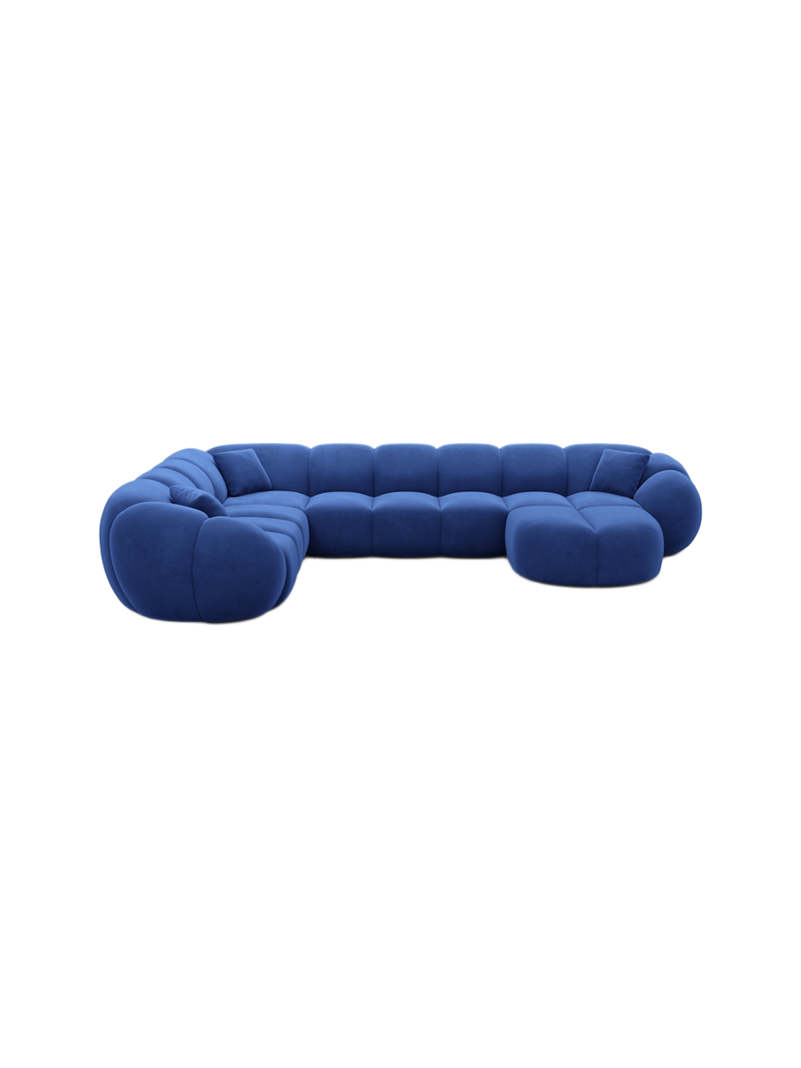 
7-Sitzer Design Panorama-Sofa „Azura XXL“ mit Samtbezug - Samtbezug Königsblau / Lange Seite links