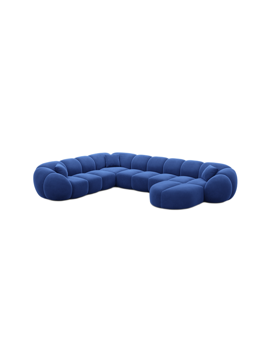 
7-Sitzer Design Panorama-Sofa „Azura XXL“ mit Samtbezug - Samtbezug Königsblau / Lange Seite links
