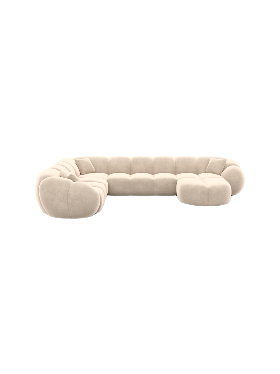 
7-Sitzer Design Panorama-Sofa „Azura XXL“ mit Samtbezug - Samtbezug Königsblau / Lange Seite links