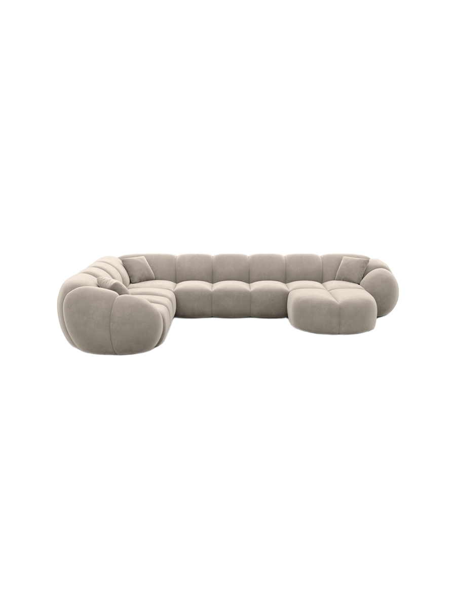 
7-Sitzer Design Panorama-Sofa „Azura XXL“ mit Samtbezug - Samtbezug Königsblau / Lange Seite links