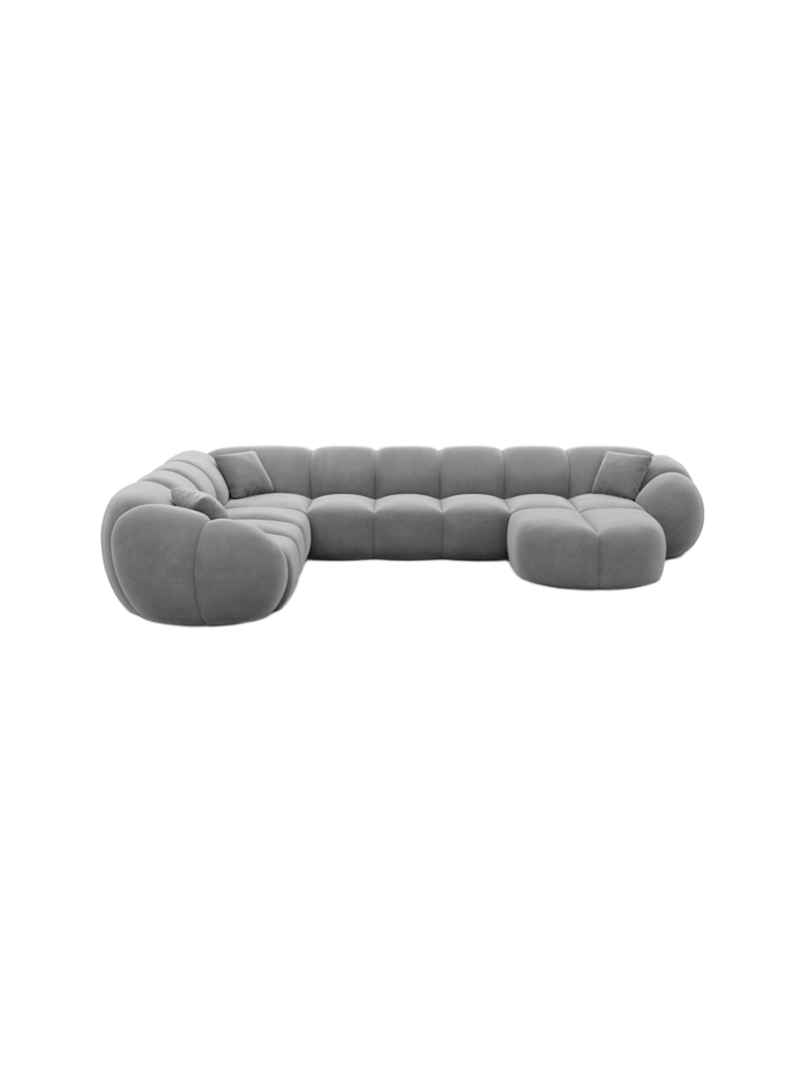 
7-Sitzer Design Panorama-Sofa „Azura XXL“ mit Samtbezug - Samtbezug Königsblau / Lange Seite links