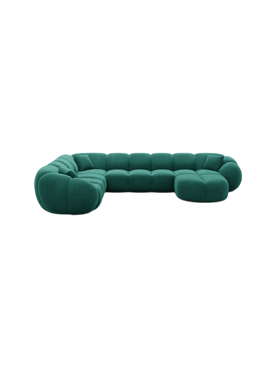 
7-Sitzer Design Panorama-Sofa „Azura XXL“ mit Samtbezug - Samtbezug Königsblau / Lange Seite links