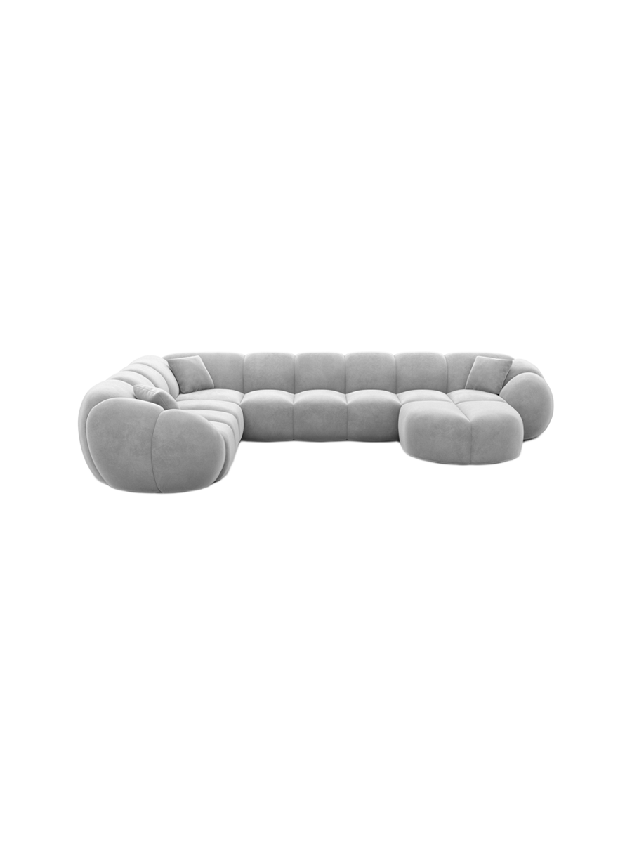 
7-Sitzer Design Panorama-Sofa „Azura XXL“ mit Samtbezug - Samtbezug Königsblau / Lange Seite links