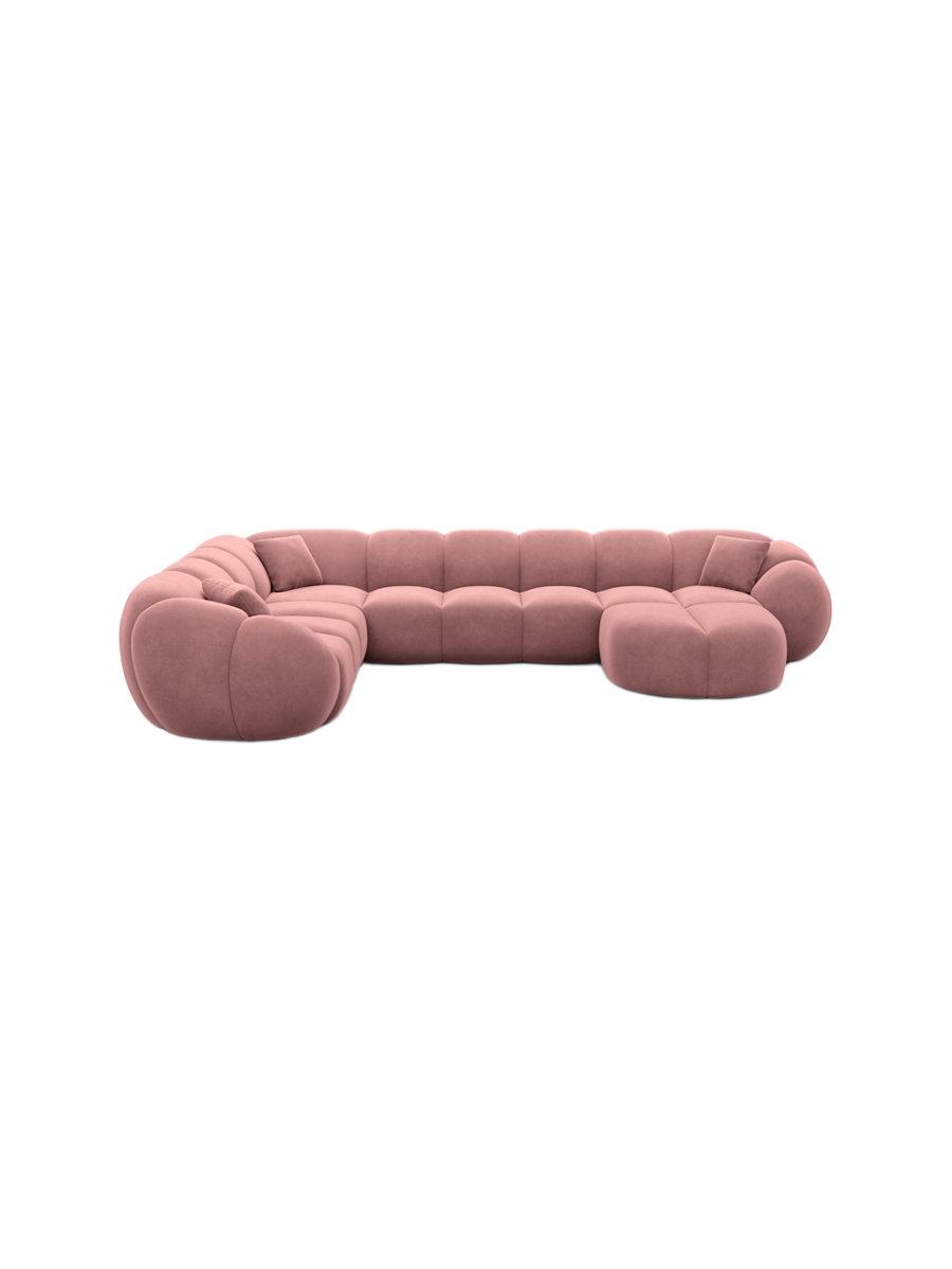 
7-Sitzer Design Panorama-Sofa „Azura XXL“ mit Samtbezug - Samtbezug Königsblau / Lange Seite links