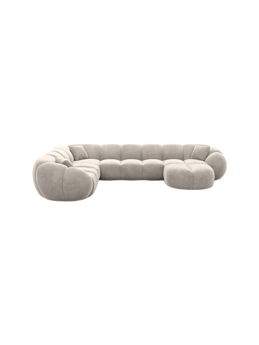 
7-Sitzer Design Panorama-Sofa „Azura XXL“ mit Samtbezug - Samtbezug Königsblau / Lange Seite links