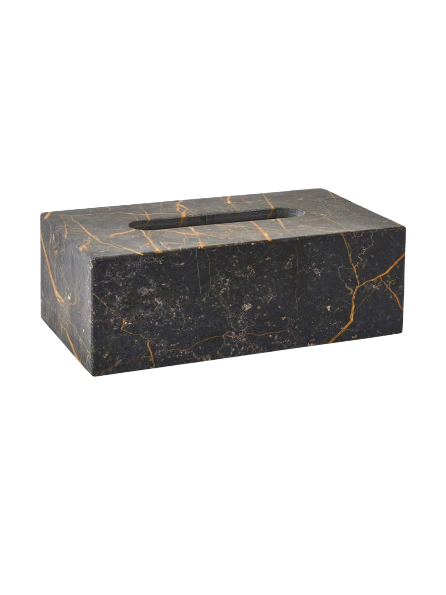 
Handmade, luxurious "Porto" marble tissue box, black