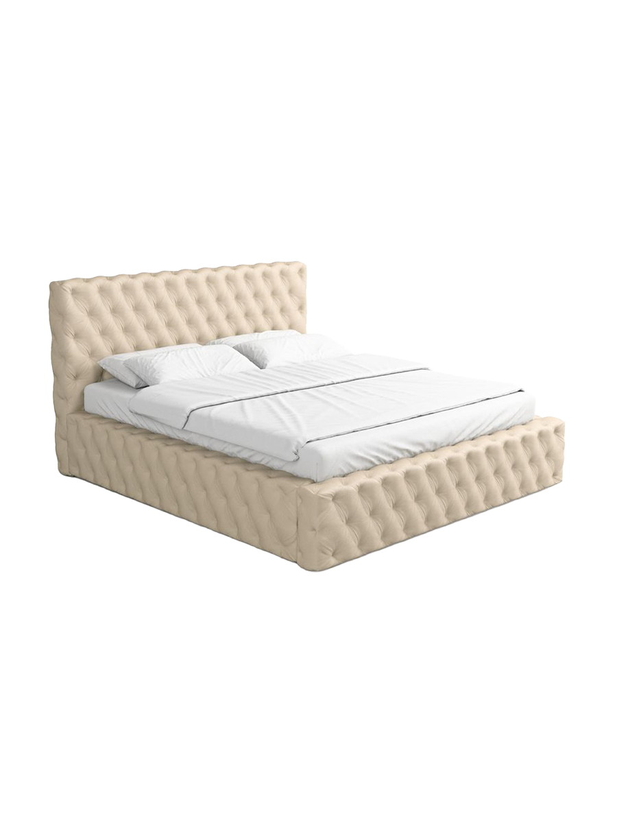 
Design Polsterbett „Garbo“ mit Ablagefach, Kunstleder Beige - 140 x 200 cm