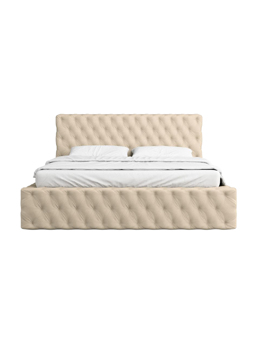 
Design Polsterbett „Garbo“ mit Ablagefach, Kunstleder Beige - 140 x 200 cm
