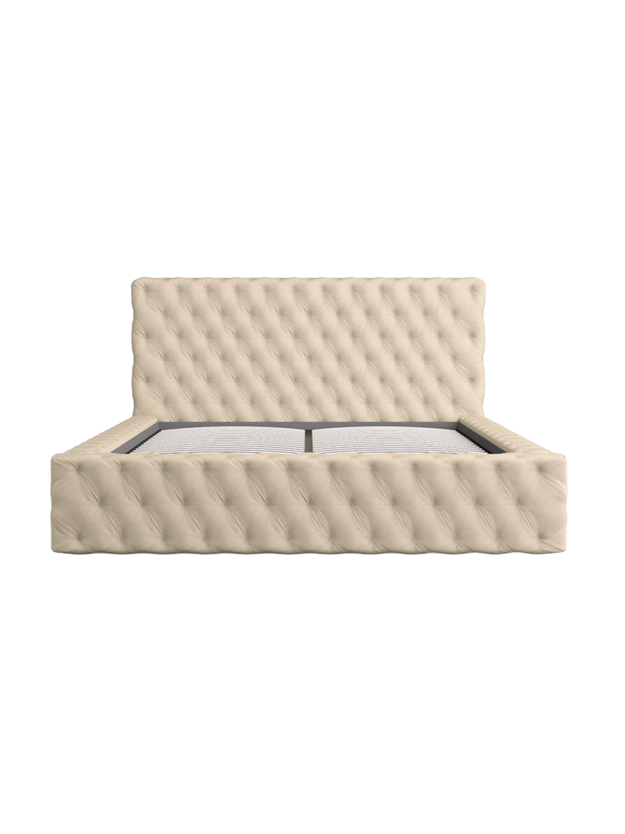 
Design Polsterbett „Garbo“ mit Ablagefach, Kunstleder Beige - 140 x 200 cm