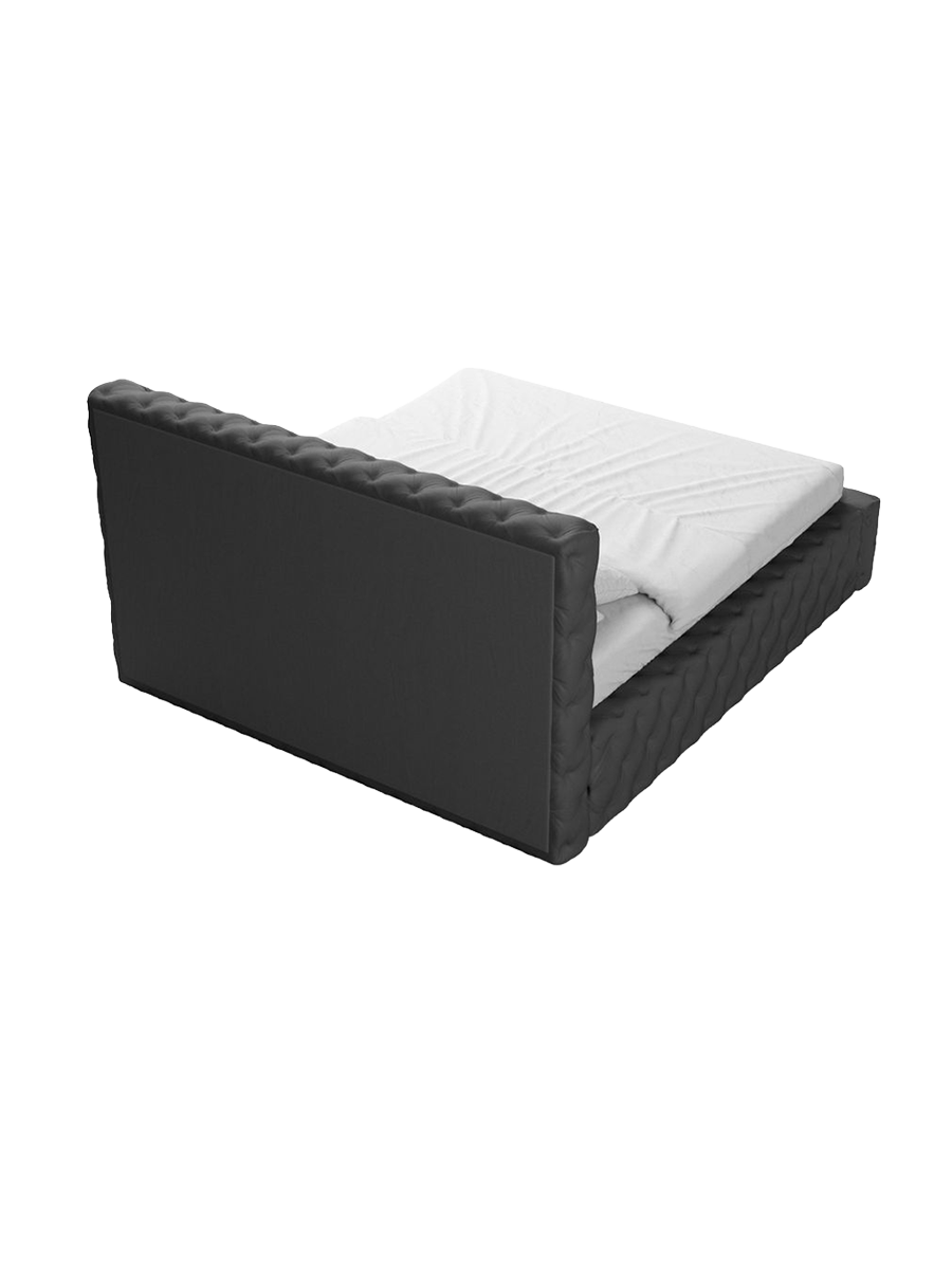 
Design Polsterbett „Garbo“ mit Ablagefach, Kunstleder Grau - 140 x 200 cm