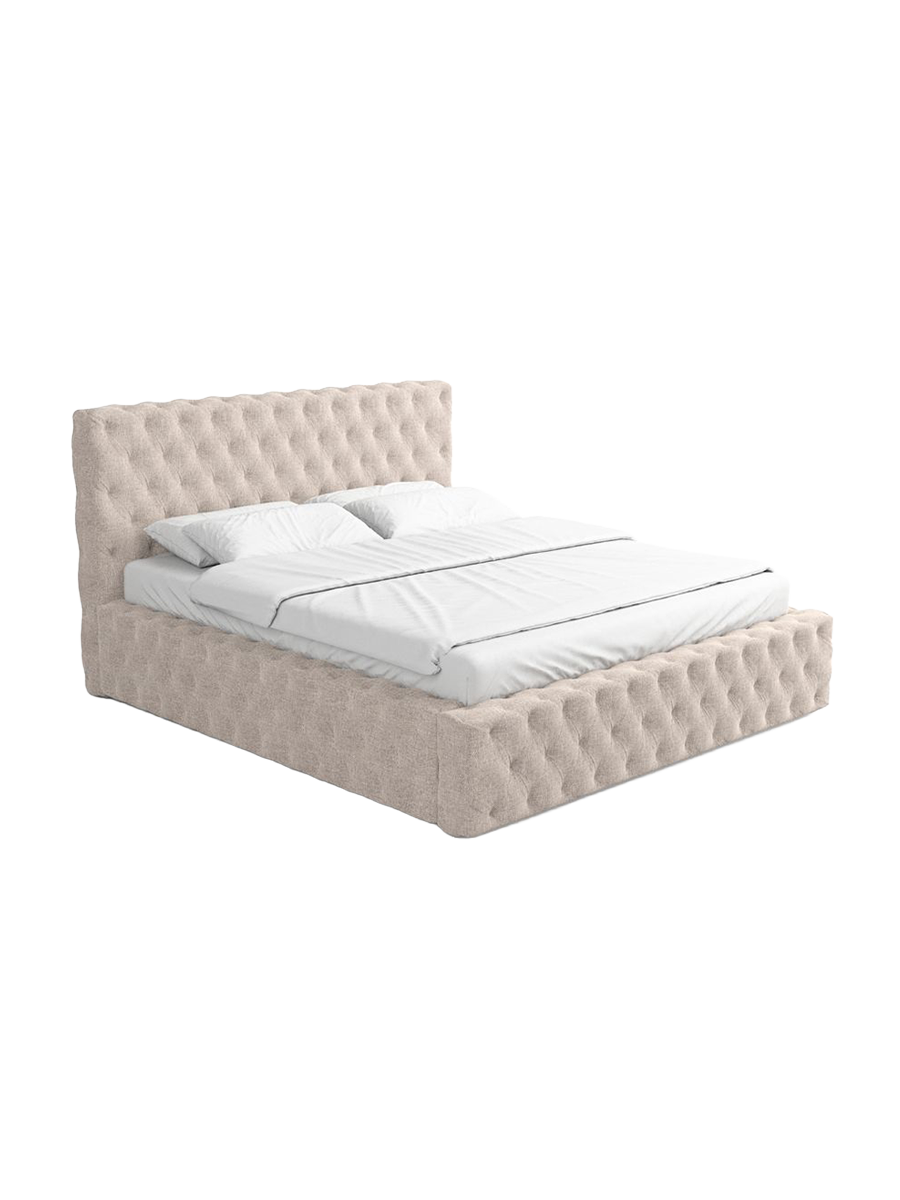 
Design Polsterbett „Garbo“ mit Ablagefach, Webstoff Beige - 140 x 200 cm