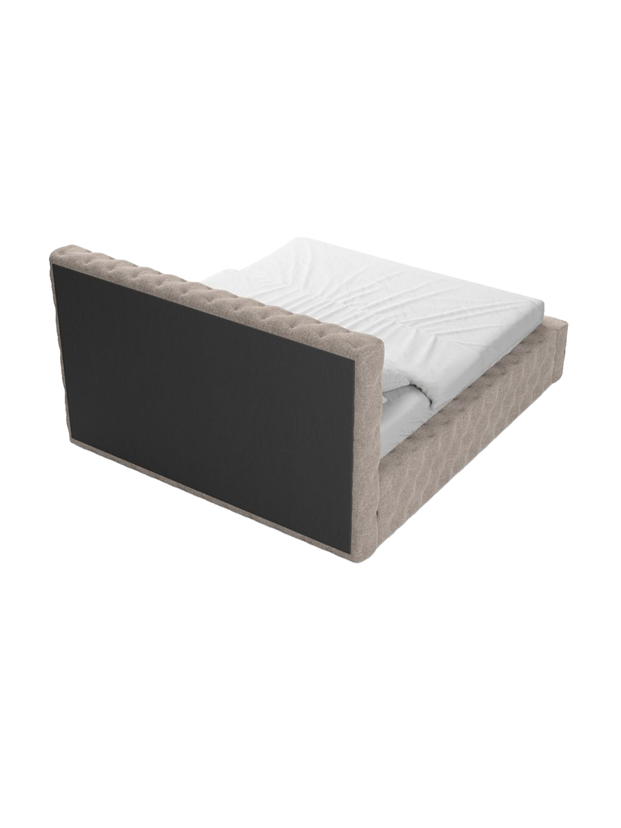 
Design Polsterbett „Garbo“ mit Ablagefach, Webstoff Beige - 140 x 200 cm