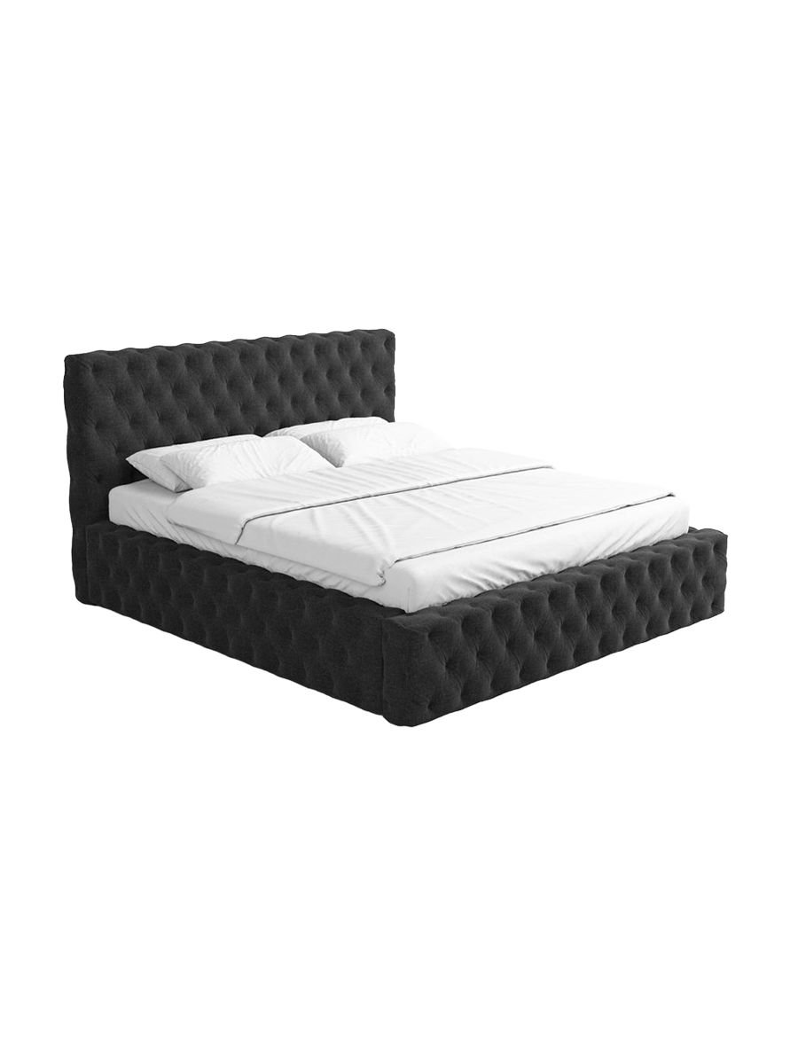 
Design Polsterbett „Garbo“ mit Ablagefach, Webstoff Schwarz - 140 x 200 cm