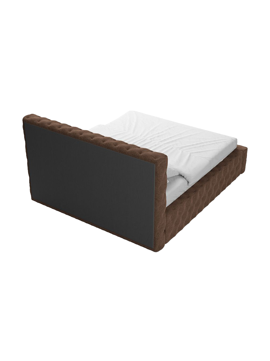 
Design Polsterbett „Garbo“ mit Ablagefach, Webstoff Braun - 140 x 200 cm