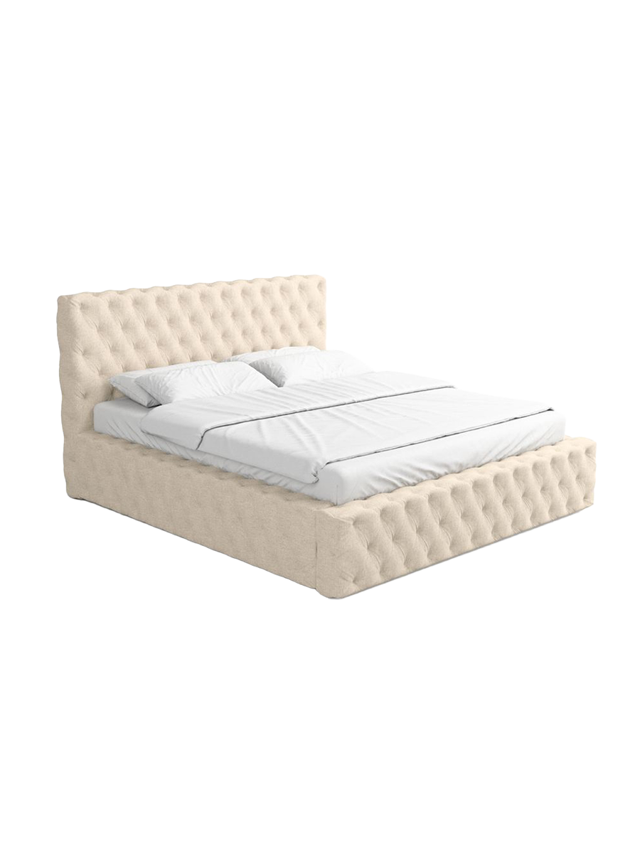 
Design Polsterbett „Garbo“ mit Ablagefach, Webstoff Cream - 140 x 200 cm