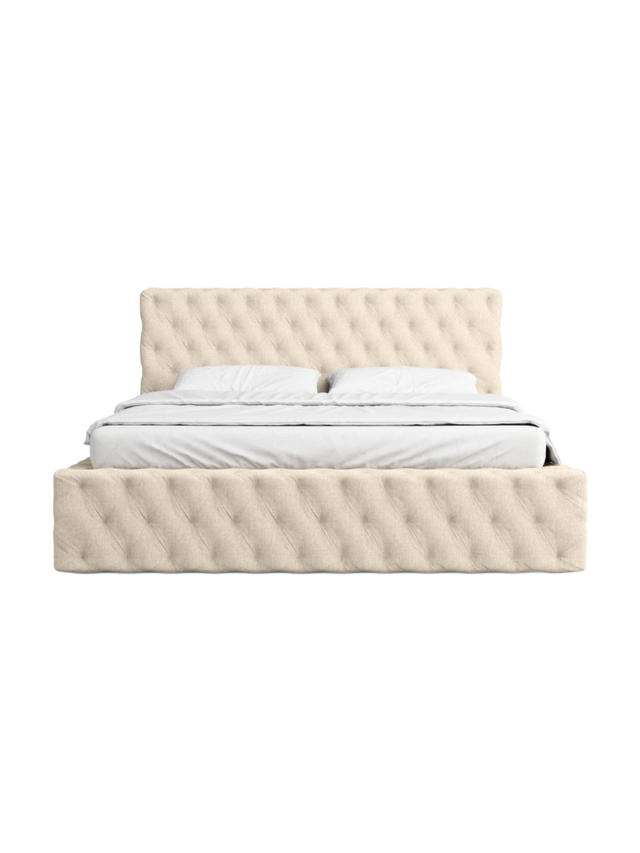 
Design Polsterbett „Garbo“ mit Ablagefach, Webstoff Cream - 140 x 200 cm