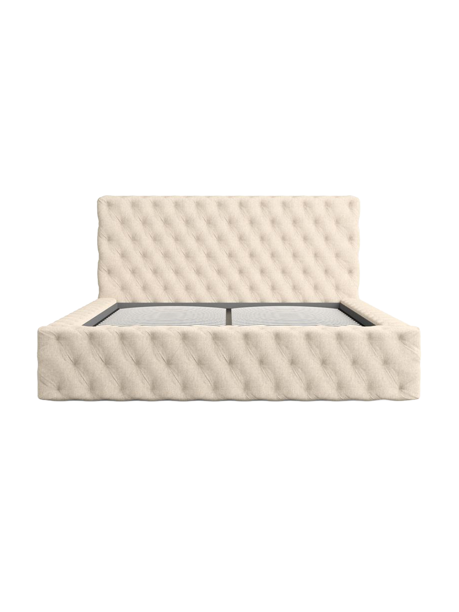 
Design Polsterbett „Garbo“ mit Ablagefach, Webstoff Cream - 140 x 200 cm